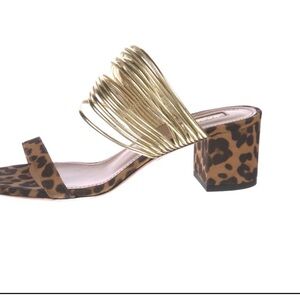 Aquazzura Gold and Leopard Print Sandals
